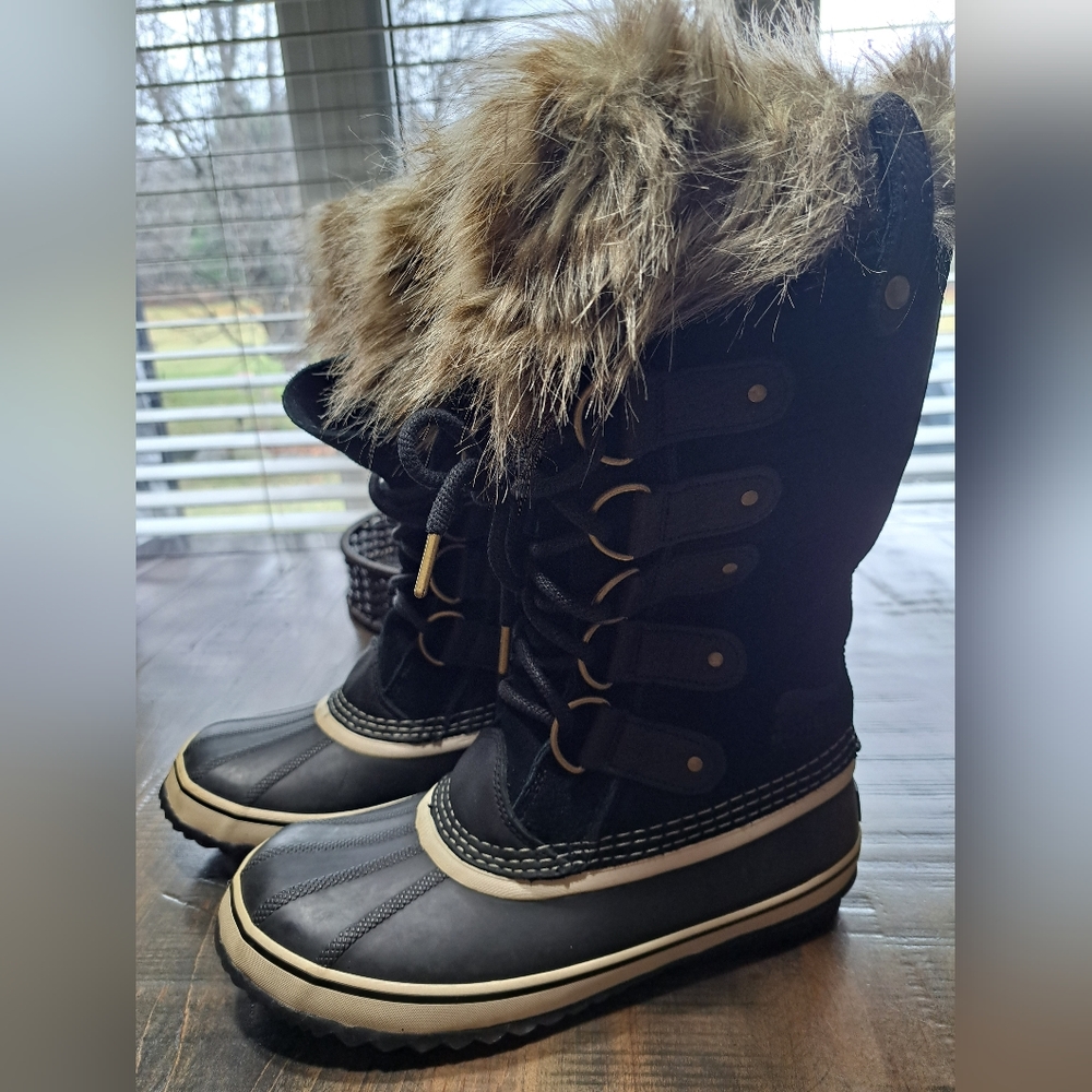 Ladies SOREL Suede Leather Rubber WATERPROOF Winter Boots Size 9 Fur Liners - Picture 1 of 7